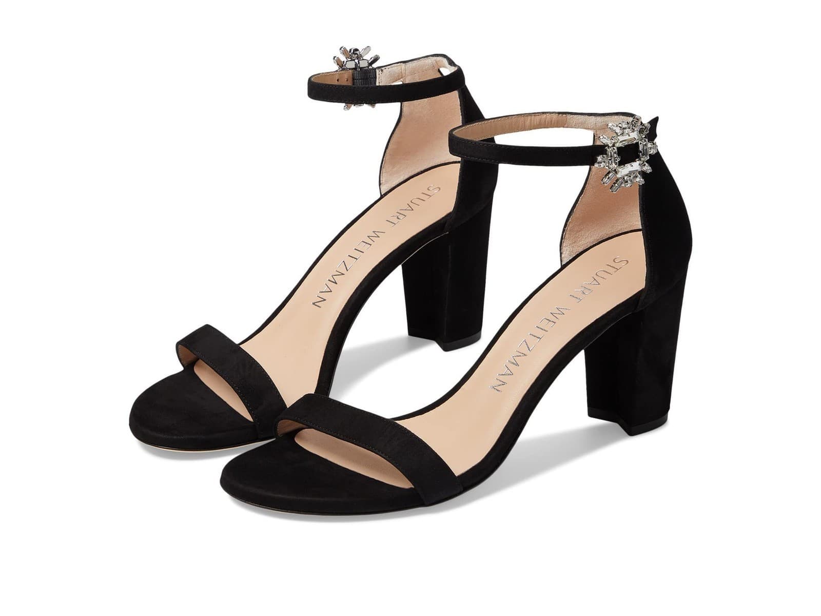 Stuart Weitzman Nearlynude Crystal Nova Sandal Black/Clear 9.5 B - Image 1