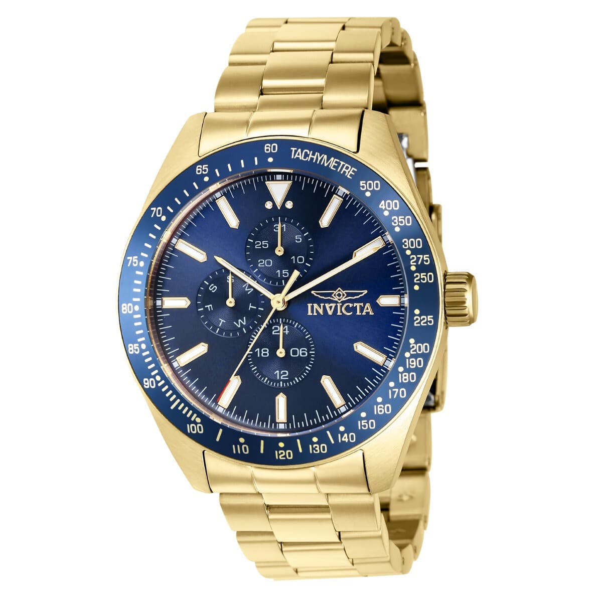 Invicta Men's Aviator Storm Blue Dial Gold-Tone Stainless Steel Watch 45mm, Gold - Image 1