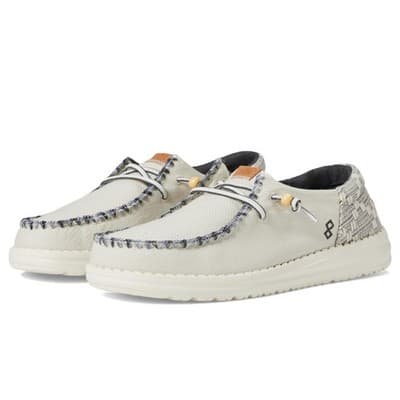 Hey Dude Wendy Funk Jacquard Unisex Casual Shoes, White /blue Men 10.5- Women 12 - Image 1