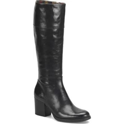 Born Women's Brandy Black Leather Block Heel Knee High Boot Size 8 M - Image 1