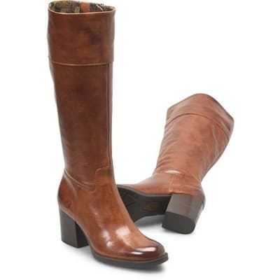 Born Women's Brandy Brown Leather Block Heel Knee High Boot Size 8.5 M - Image 1