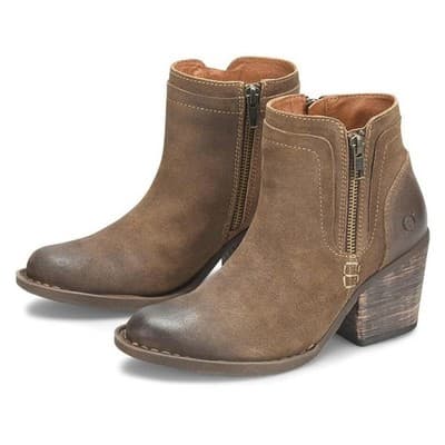 BORN Alana Distressed Suede Ankle Western Booties Taupe Boots Women 6.5 M - Image 1
