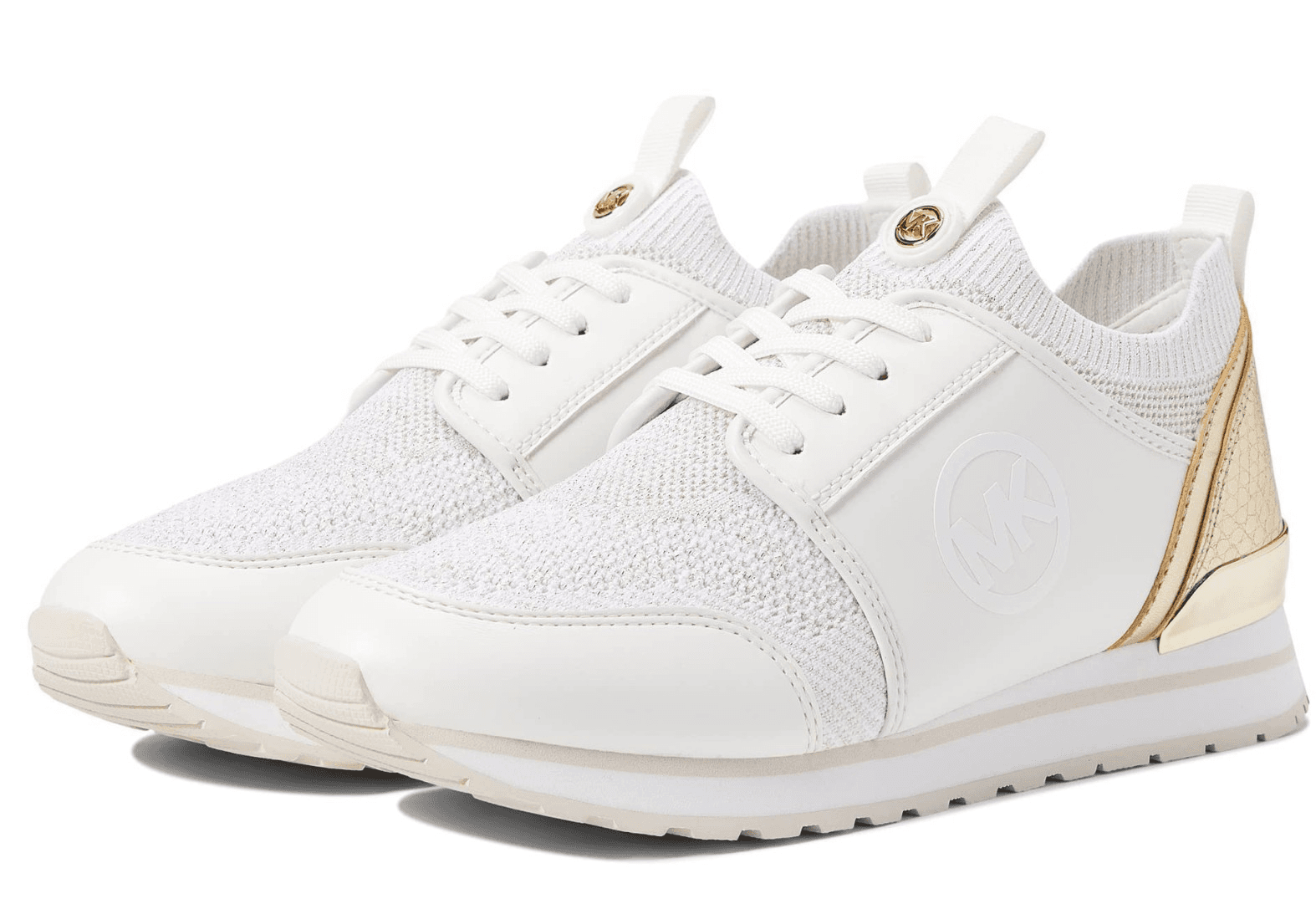 Michael Kors Dash Knit Trainer Sneakers Metallic Stretch Knit Pale Gold Size 9.5 - Image 1