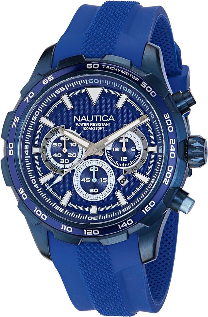 Nautica Chrono Blue Silicone Strap Watch 46mm Stainless steel NAPNSF305 NST - Image 1