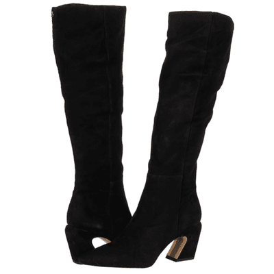 Sam Edelman Sulema Black Block Heel Pointed Toe Suede Knee High Boots 8.5 M - Image 1