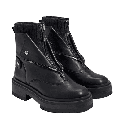 Sam Edelman Womens Linds Ankle Boots Lug Sole Center Zip Black Leather 9.5 M - Image 1