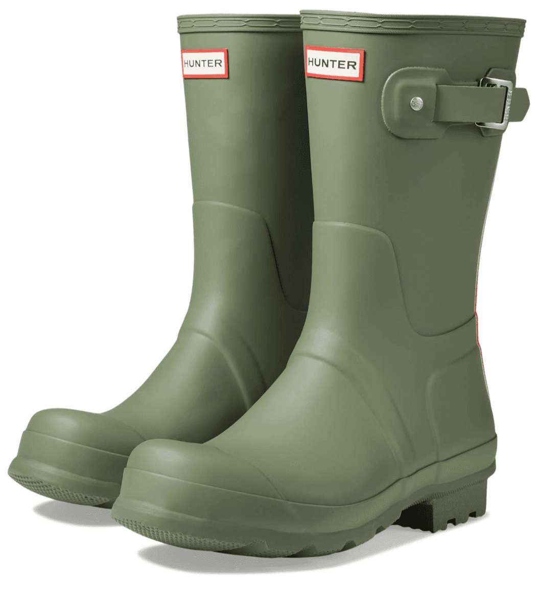 Hunter Original Short Waterproof Rain Boot Logo Backstrap Lichen Green Men's 9 M - Image 1