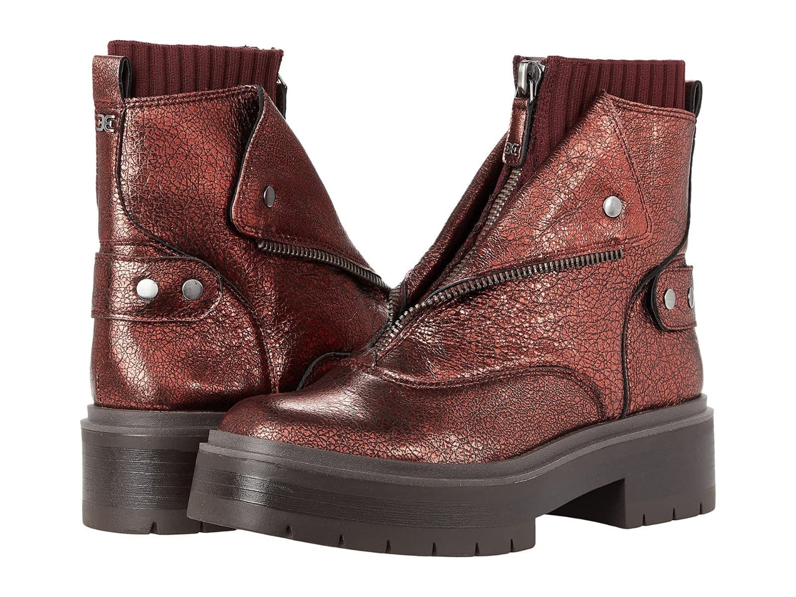 Sam Edelman Linds Chelsea Boot Bordeaux Distressed Leather Women's US Size 8 M
