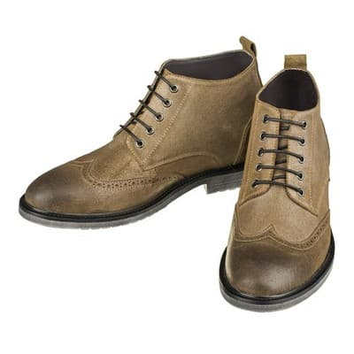 Men's Elevator Shoes Invisible Height Increas 3" Taller Wing-tip Khaki Suede 9M - Image 1