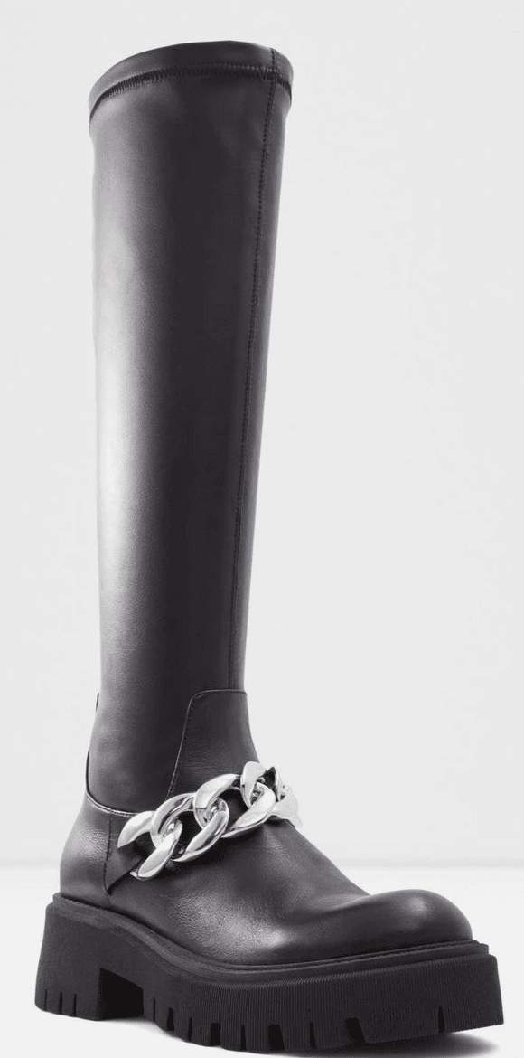 ALdo Histride Women's Black Faux Leather Black Tall High Knee Boots 8.5 B - Image 1