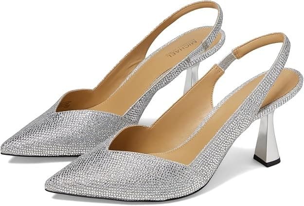 Michael Kors Women's Chelsea Sling Heels Glitter Chain Mesh/stain Size 8.5 M - Image 1