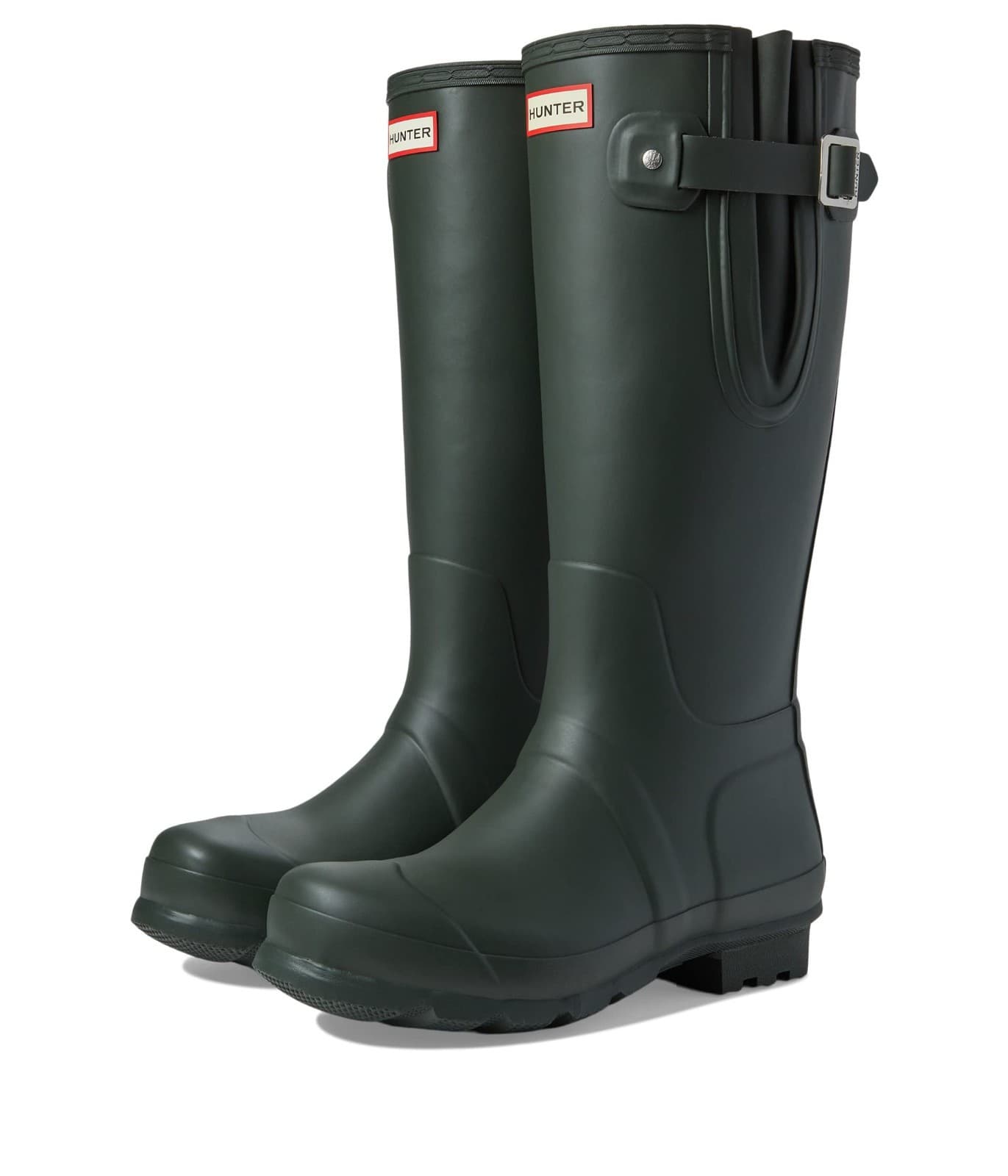 NEW HUNTER Men's ORIGINAL TALL RAIN BOOTS WATERPROOF Side Adjust Dark Olive 9 M