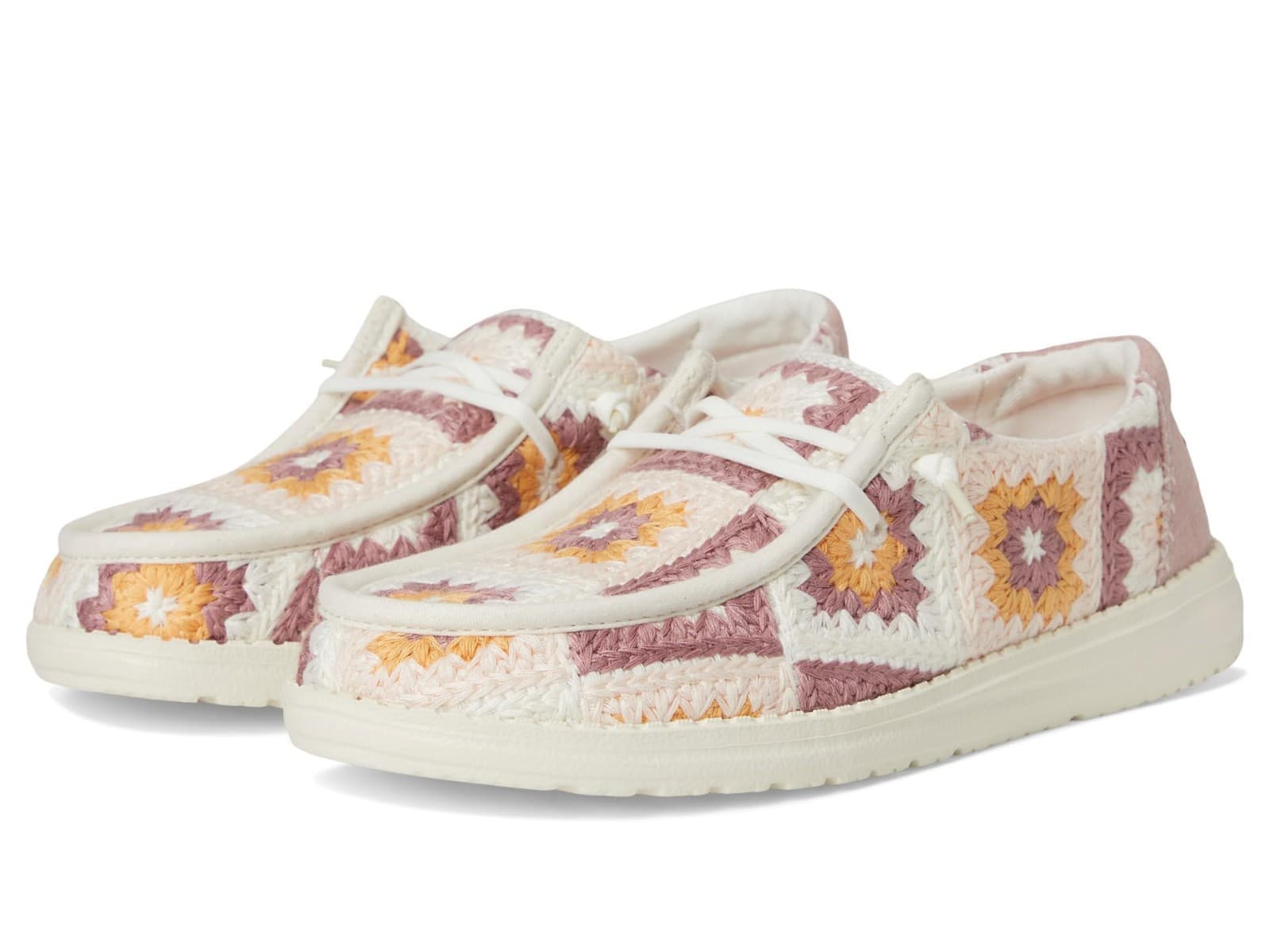 Hey Dude Wendy Cottage Crochet Flower Women’s Shoes Loafer Pink Size 11 Slip On - Image 1