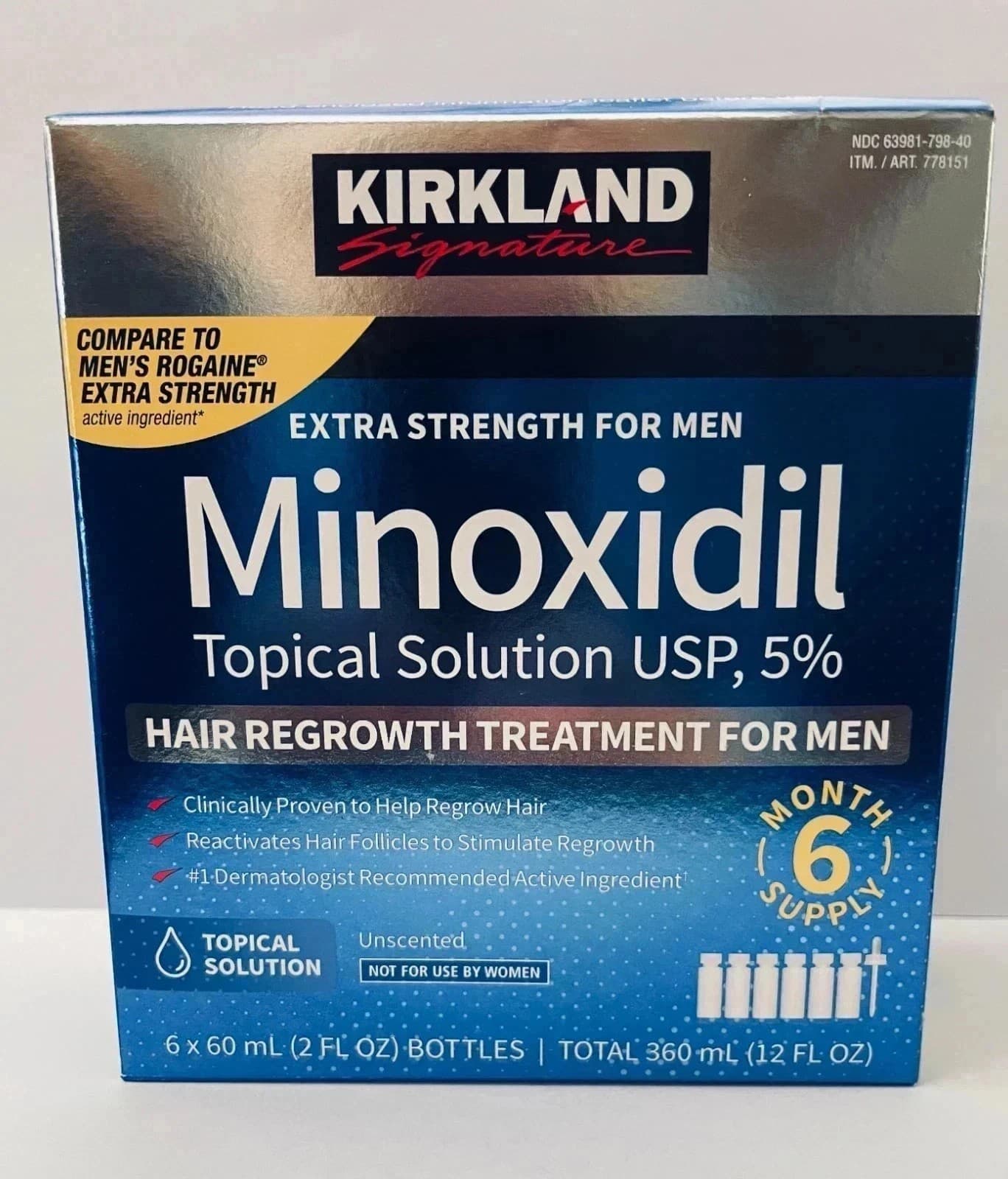 Kirkland Minoxidil 5% Extra Strength Men 6 Month Supply Hair Regrowth - Image 1