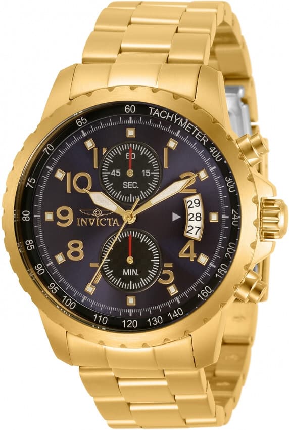 Invicta Specialty Men's quartz chronograph blue dial watch- 45mm, Gold 13785 - Image 1