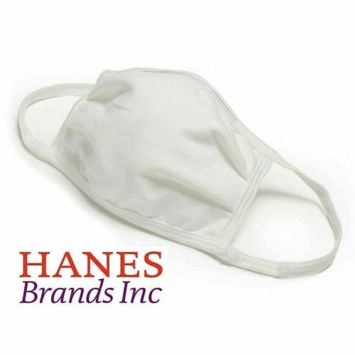 5 Pack Breathable Hanes White Soft Cotton Reusable Protective Face Mask Cover - Image 1
