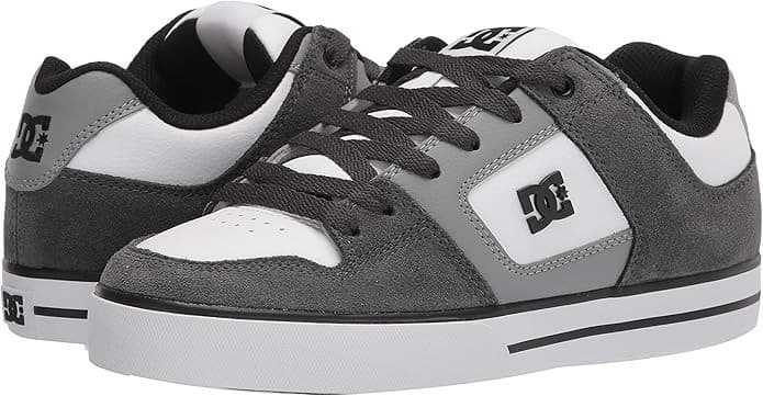 DC Men's Pure Casual Low Top Skate Shoe, Grey/Grey/White, 11.5 M - Image 1