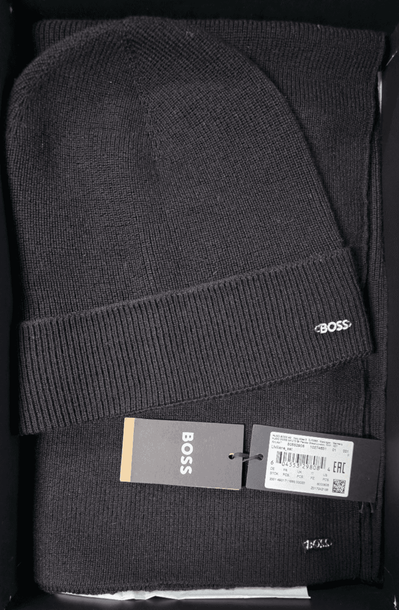 BOSS, Liviliana Set Wool Blend Hat and Scarf , pitch black, One Size - Image 1