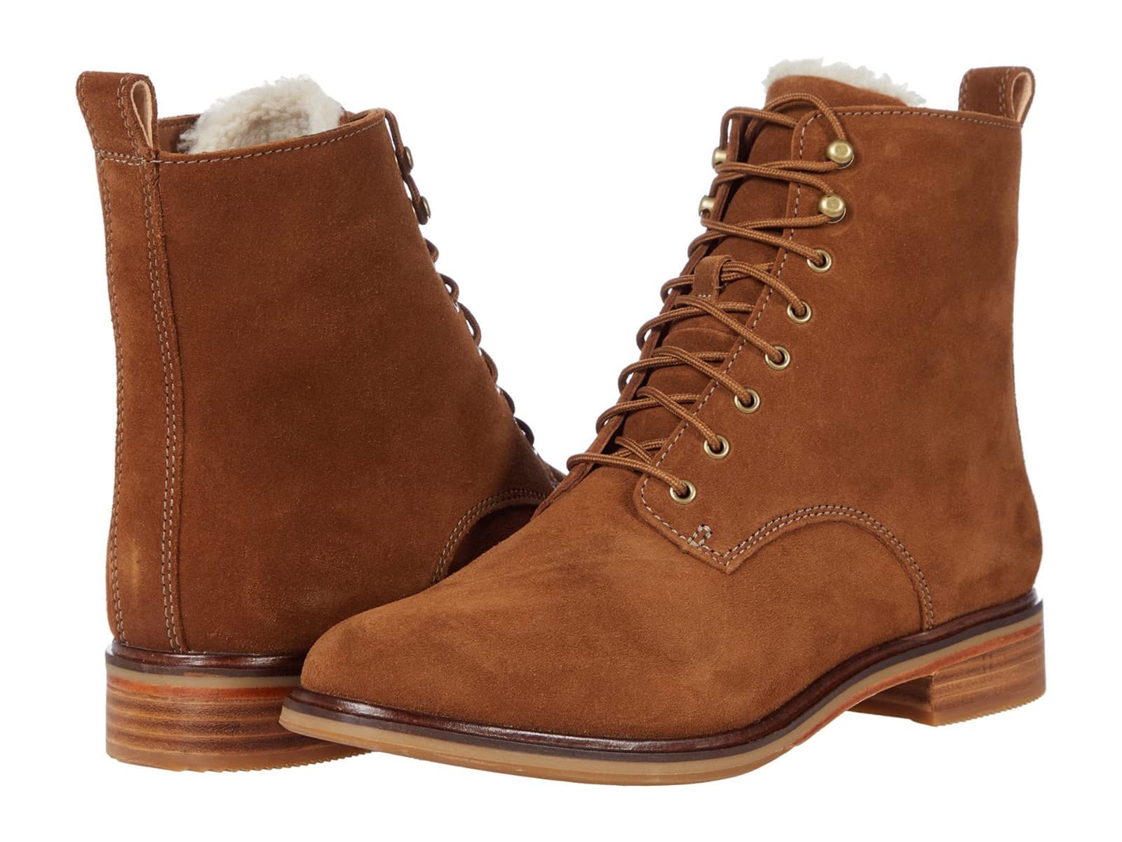 Clarks Clarkdale Brown Suede Lace up super soft Faux Fur Lined boots 8.5 M - Image 1