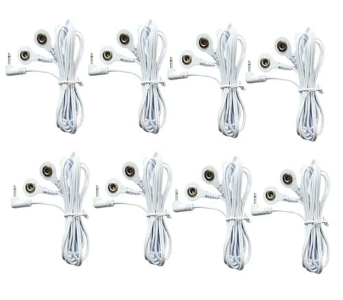 8 Pcs Reusable White Electrode Lead Cable for Digital Massager Pinook 2.5mm Plug - Image 1