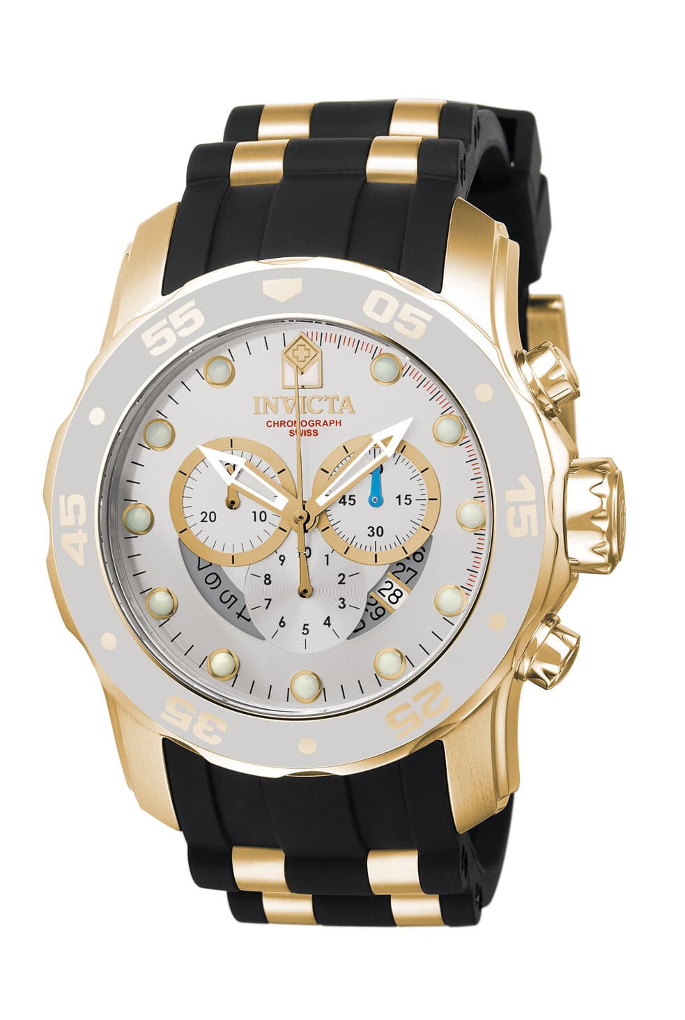 Invicta Men's Watch Pro Diver Scuba Chrono Silver Tone Dial Two Tone Strap - Image 1