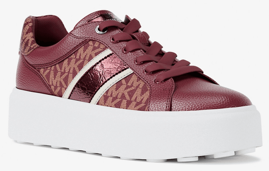MICHAEL KORS ROMEY SIGNATURE LOGO PLATFORM SNEAKER CHERRY 8.5 NEW - Image 1