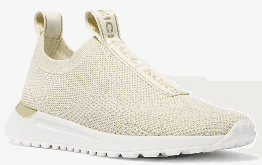 MICHAEL KORS women Bodie Knit Slip-On Sneaker stretched fabric Pale Gold 9 M - Image 1