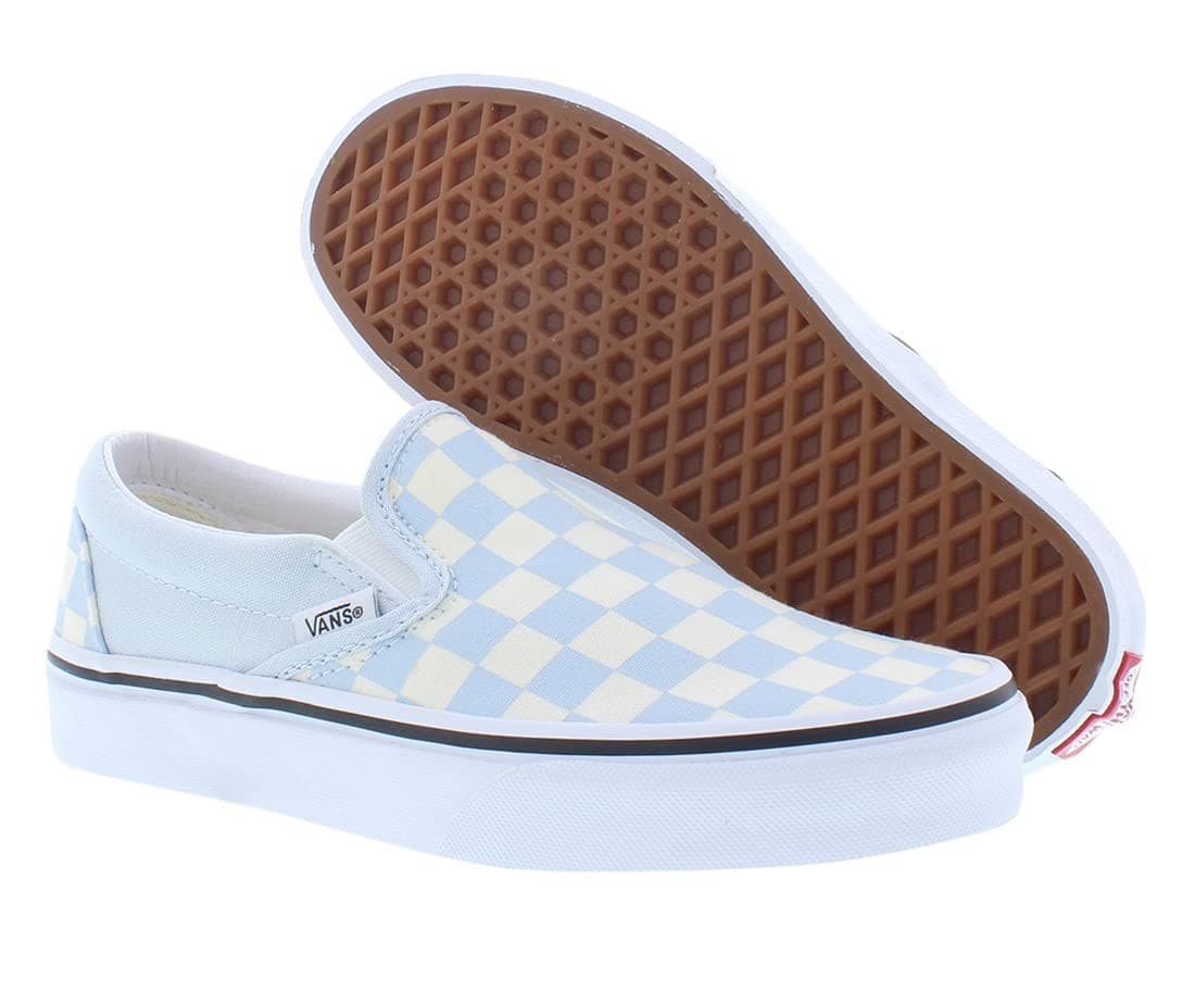 Vans Classic Slip-On Checkerboard baby blue /True White Men's 7, Women's 8.5 M - Image 1