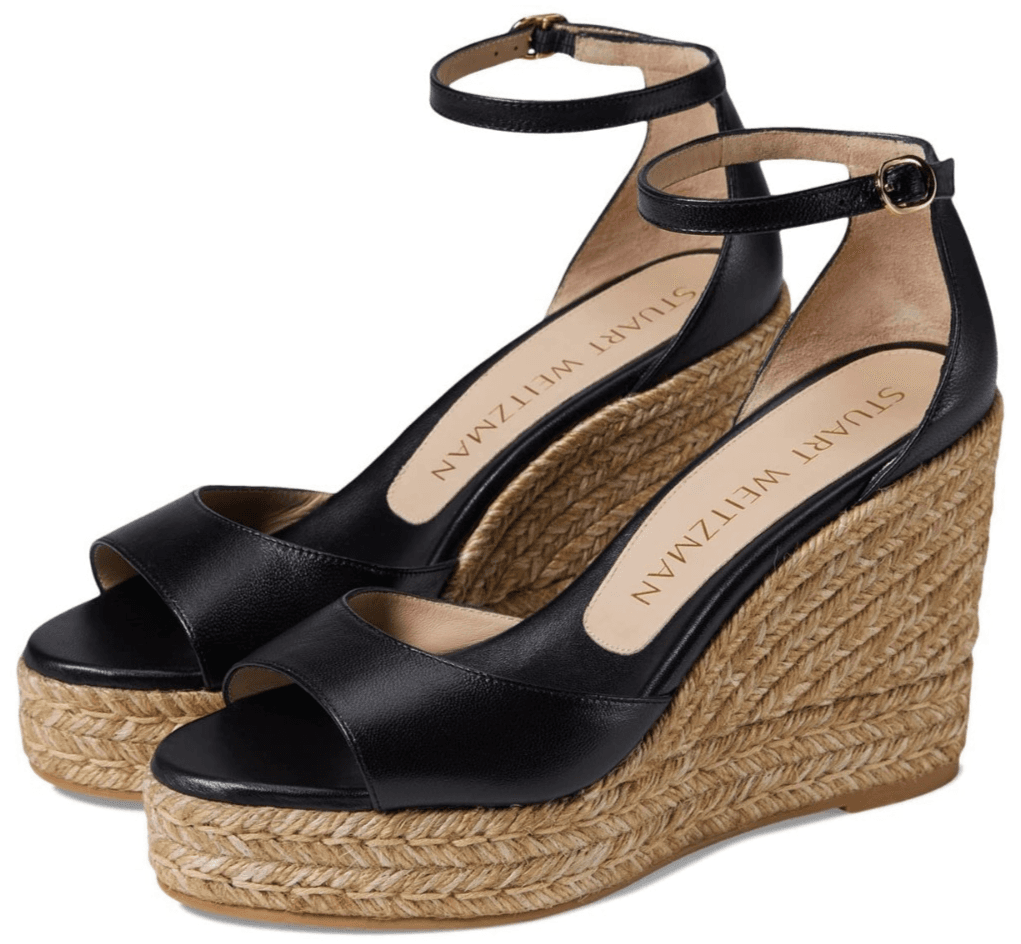 Stuart Weitzman Nudist Espadrille Wedge Sandal Black Size 8C Wide - Image 1