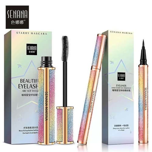 4D Set Mascara And Eyeliner Waterproof Liquid Black Long Lasting Quick Drying - Image 1