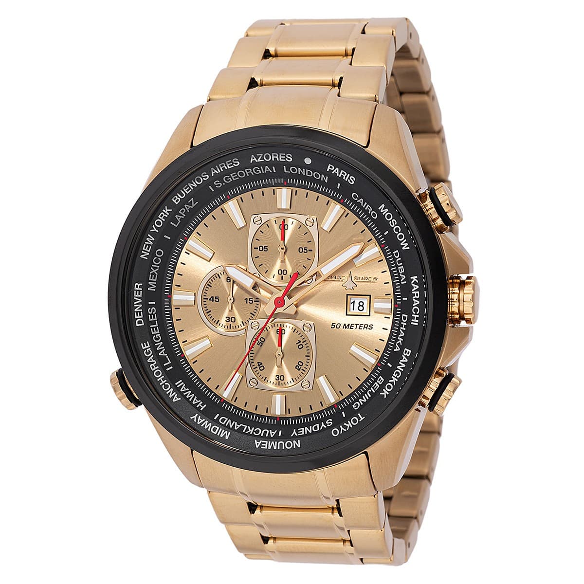 Chase Durer Men's 50mm Pilots Watch Chronograph Gold - Image 1