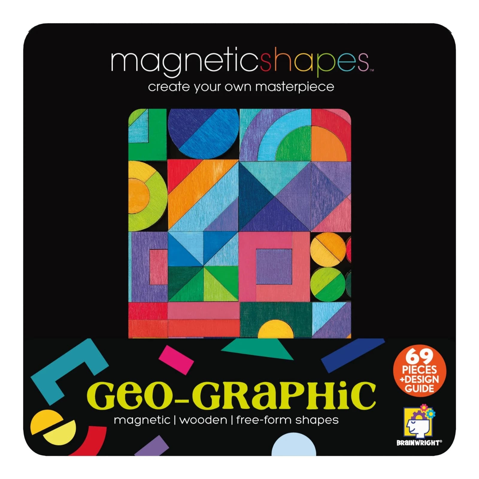 Magnetic Shapes Geo-Graphic Magnetic Wooden 69 Piece Puzzle Design Guide Book - Image 1
