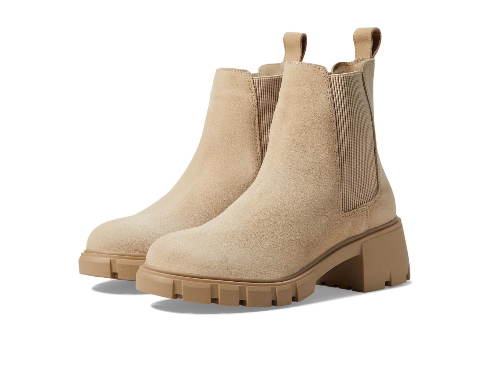 Steve Madden Women’s 8 Hola Chelsea Boot Sand Suede Lug Sole Chunky - Image 1