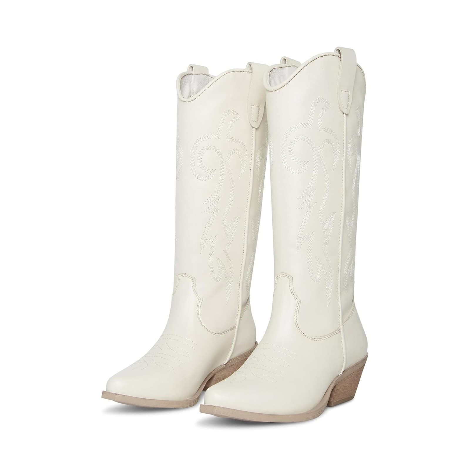Steve Madden Windie Cowboy Boots 9.5 M Western Ivory Leather Prep Boho - Image 1