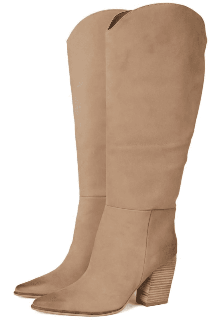Steve Madden Croft Pointed Toe Knee High Boots Tan Nubuck Size US 8.5 Wide - Image 1