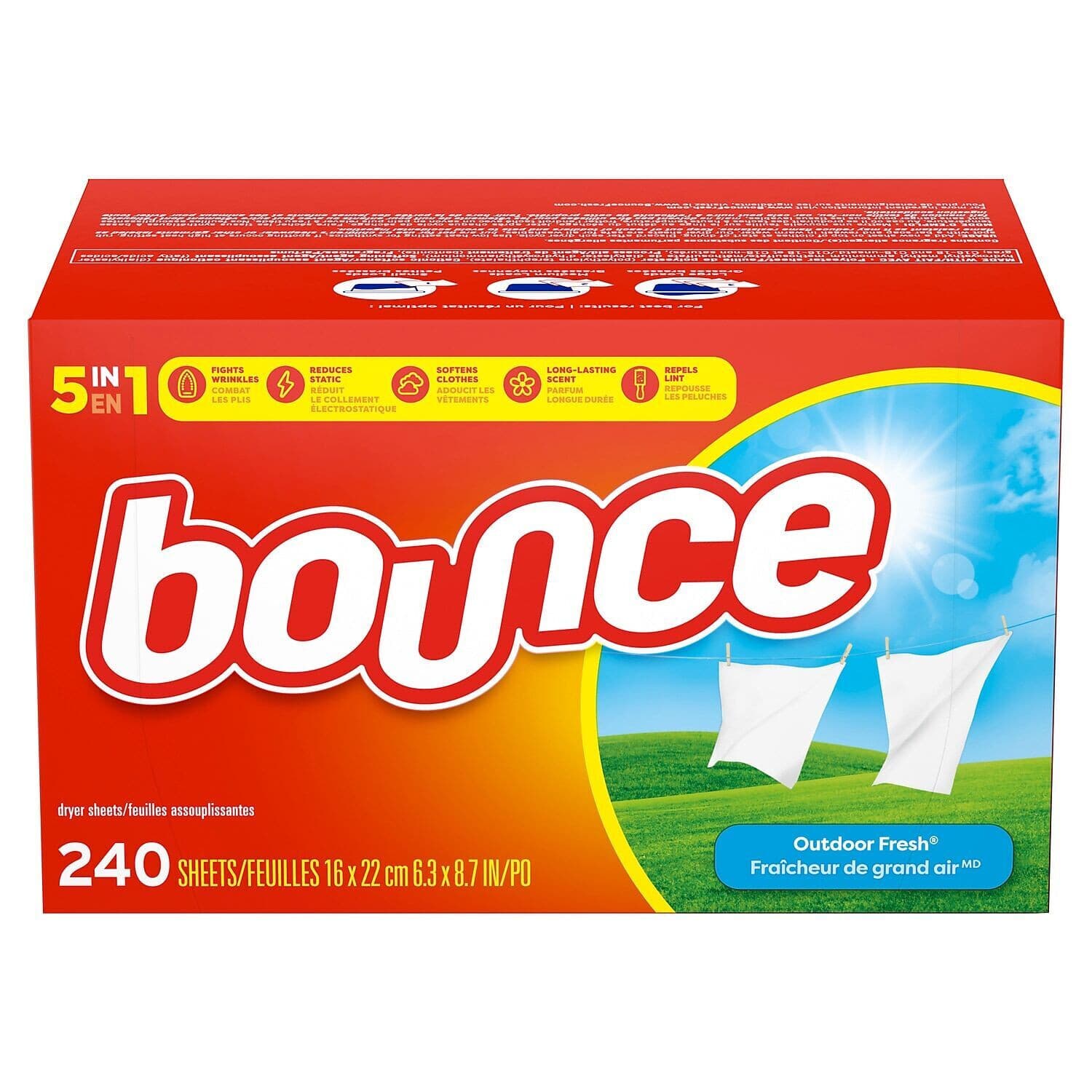 Bounce Dryer Sheets Laundry Fabric Softener Sheets , Outdoor Fresh, 720 Count - Image 1
