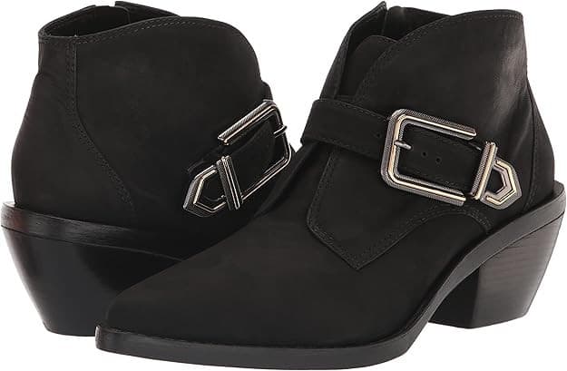 NEW Vince Camuto Ashena 7 M Black Suede Leather Buckle Zip Up Bootie Ankle Boots - Image 1