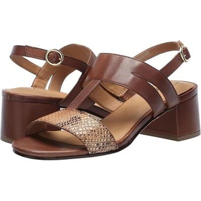 Trotters Larissa Open Toe Sling Back Heeled Sandals 10.5 Wide Luggage Leather - Image 1