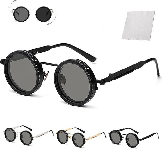 Adjustable Tint Sunglasses, 1-9 Gears Rounded Polarized Glasses with ND Filter - Image 1