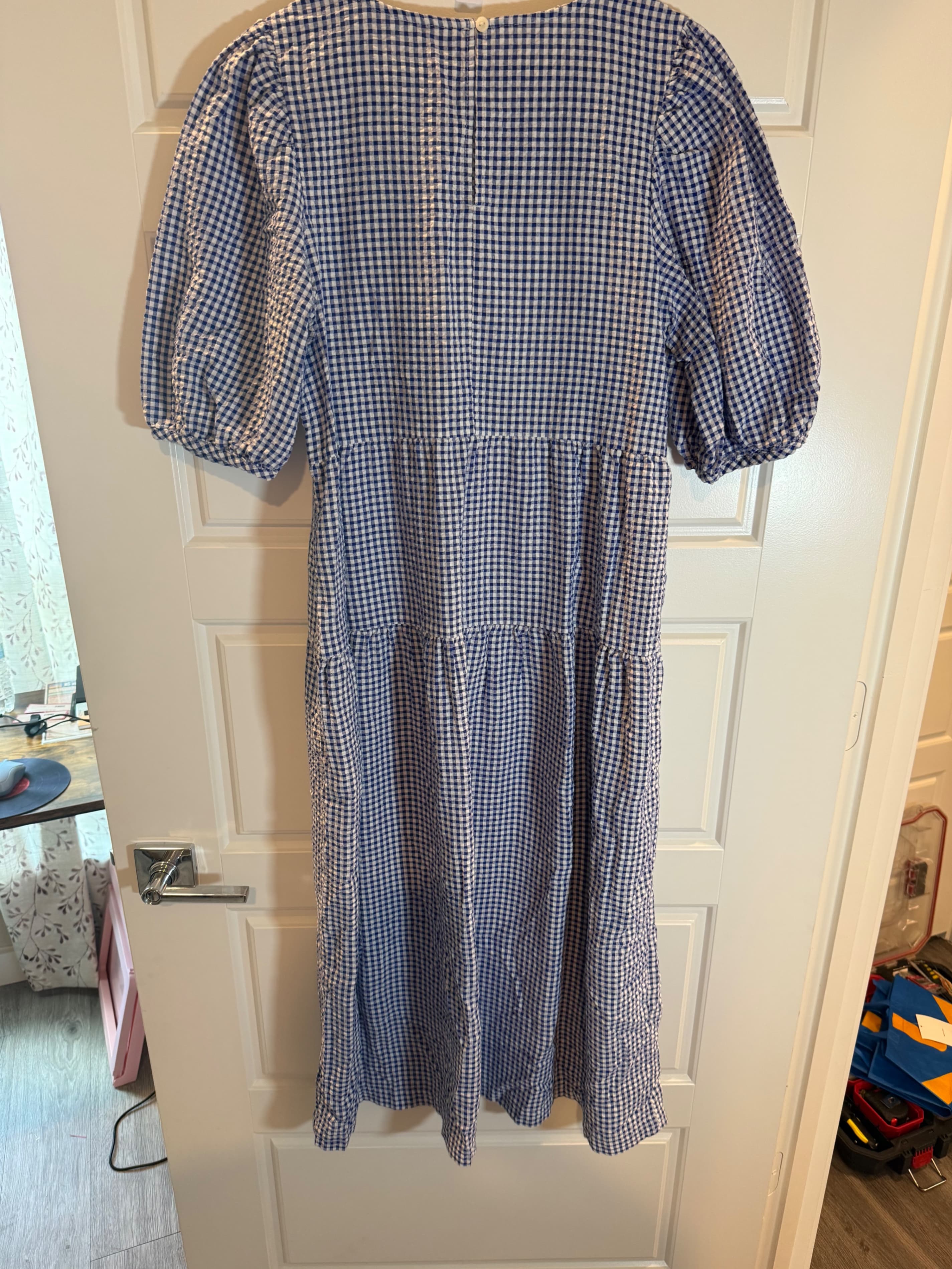 Old Navy Blue Gingham Midi Dress Size M - Image 1