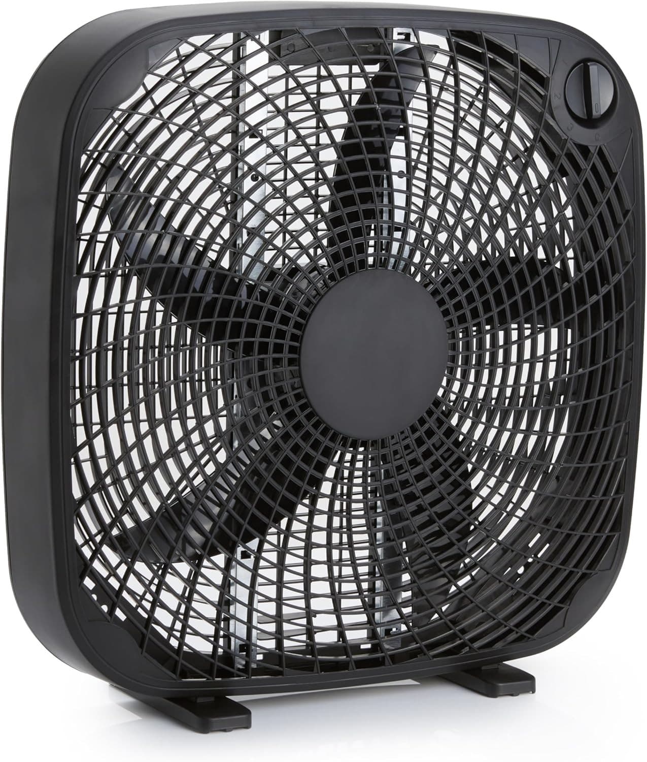 Basics 3-Speed Box Fan for Bedroom, Portable with Carry Handle, Powerful - Image 1