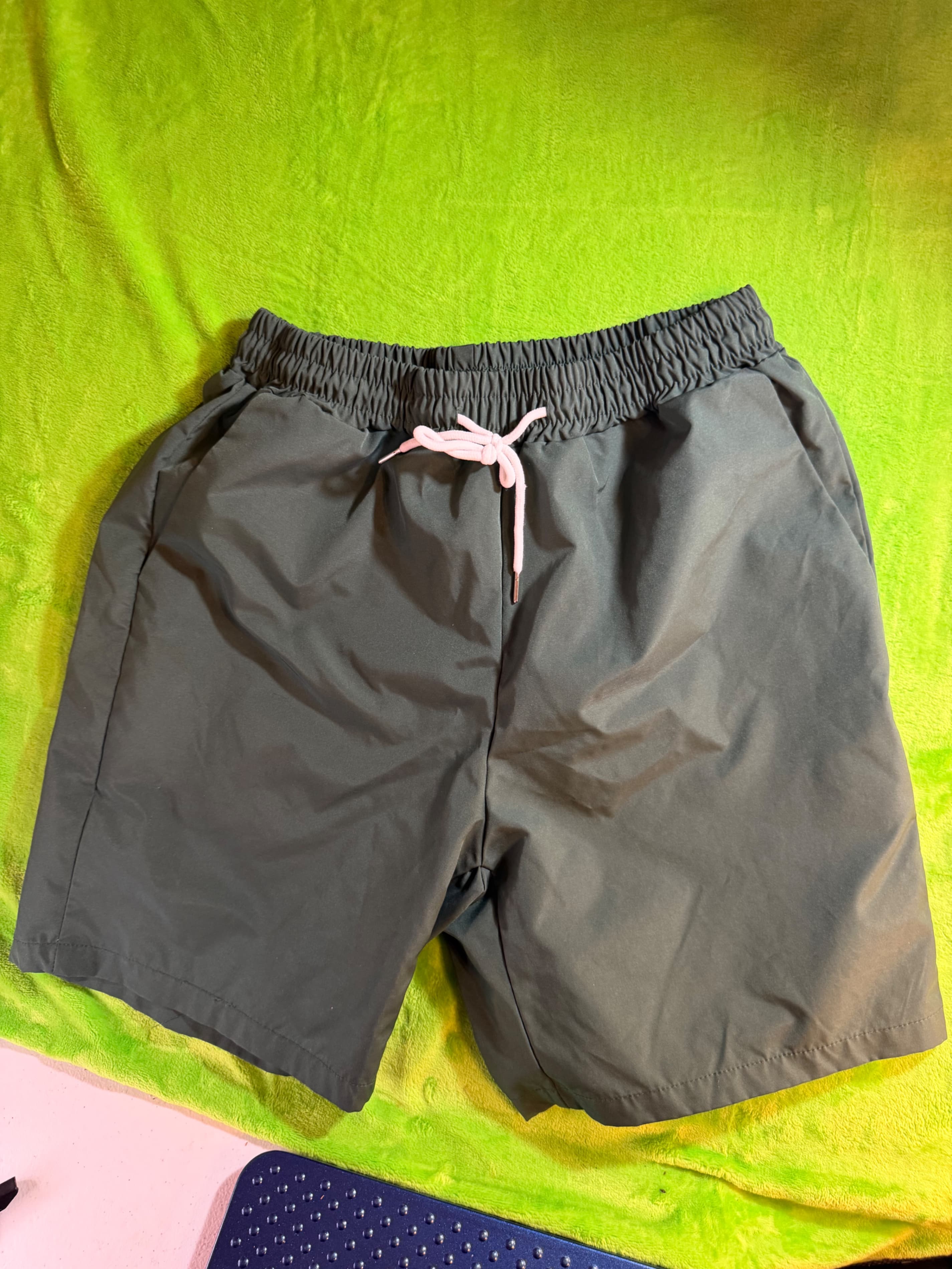 Manfinity Dark Green Elastic Waist Shorts with Drawstring