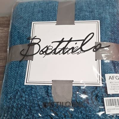 Battilo Chenille Throw Blanket Teal 51x59in 130x150cm Solid Rectangular BTL19434