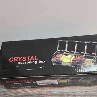 Clear Seasoning Box, 4 Pieces Seasoning Rack Spice Pots, Storage Container Condi