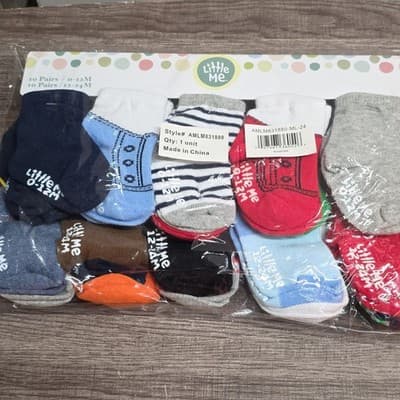 Little Me 20 Pairs Ankle Socks Multipack Unisex Baby & Toddler Multicolor 0-24M
