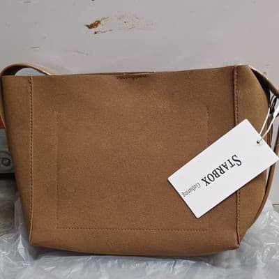 Starbox Gathering Brown Suede Shoulder Bag for Women Solid Pattern