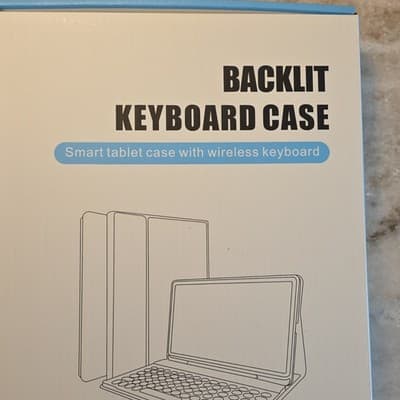 Backlit Keyboard Case for Tablet, Wireless Keyboard, PU Leather, Stand