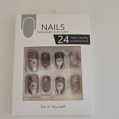 Palace Nails 24 Pre-Designed Multicolor Press-On Nails, Christmas ABS Plastic