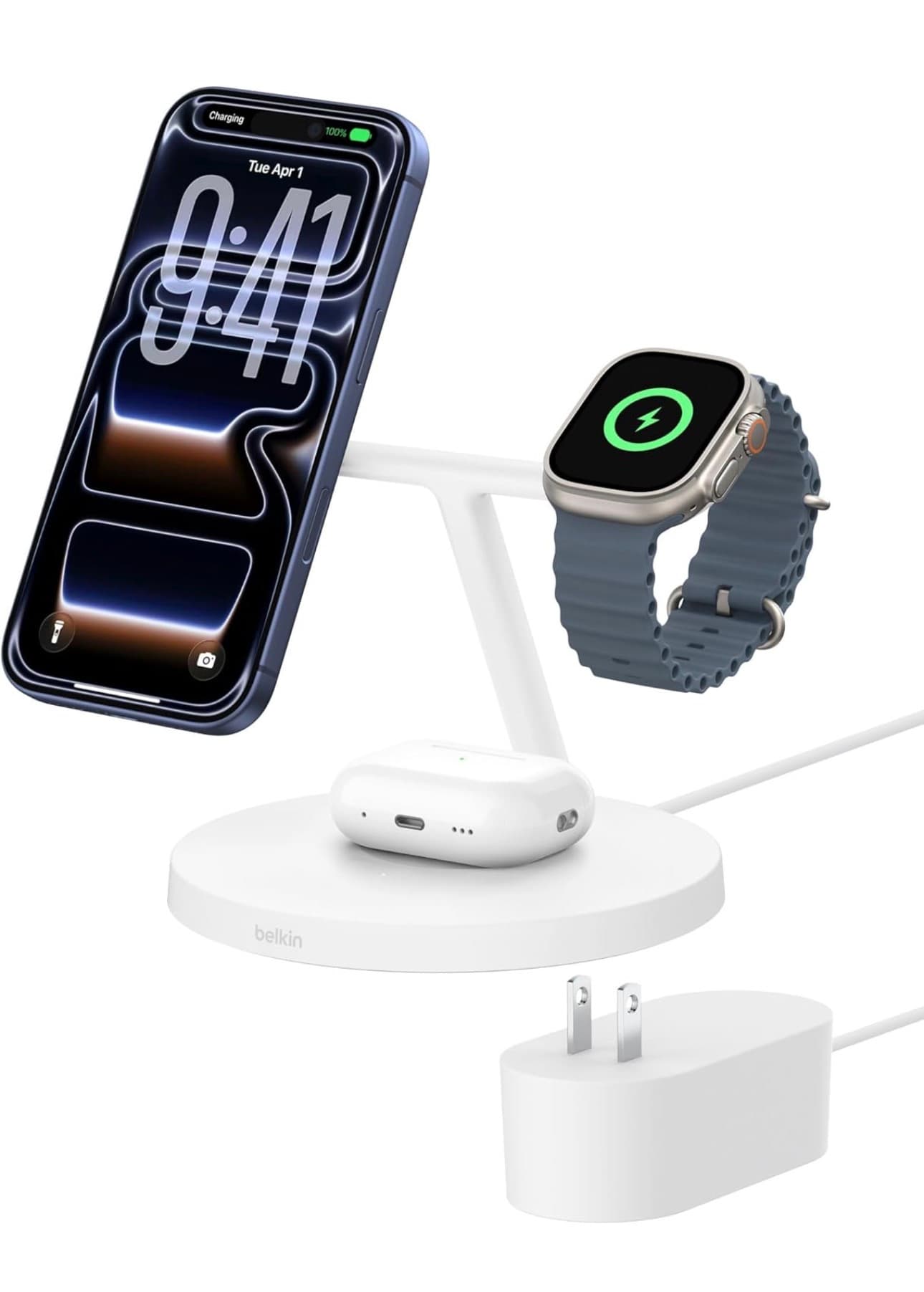 Belkin 3-in-1 Wireless Charging Station for iPhone, Apple Watch, AirPods