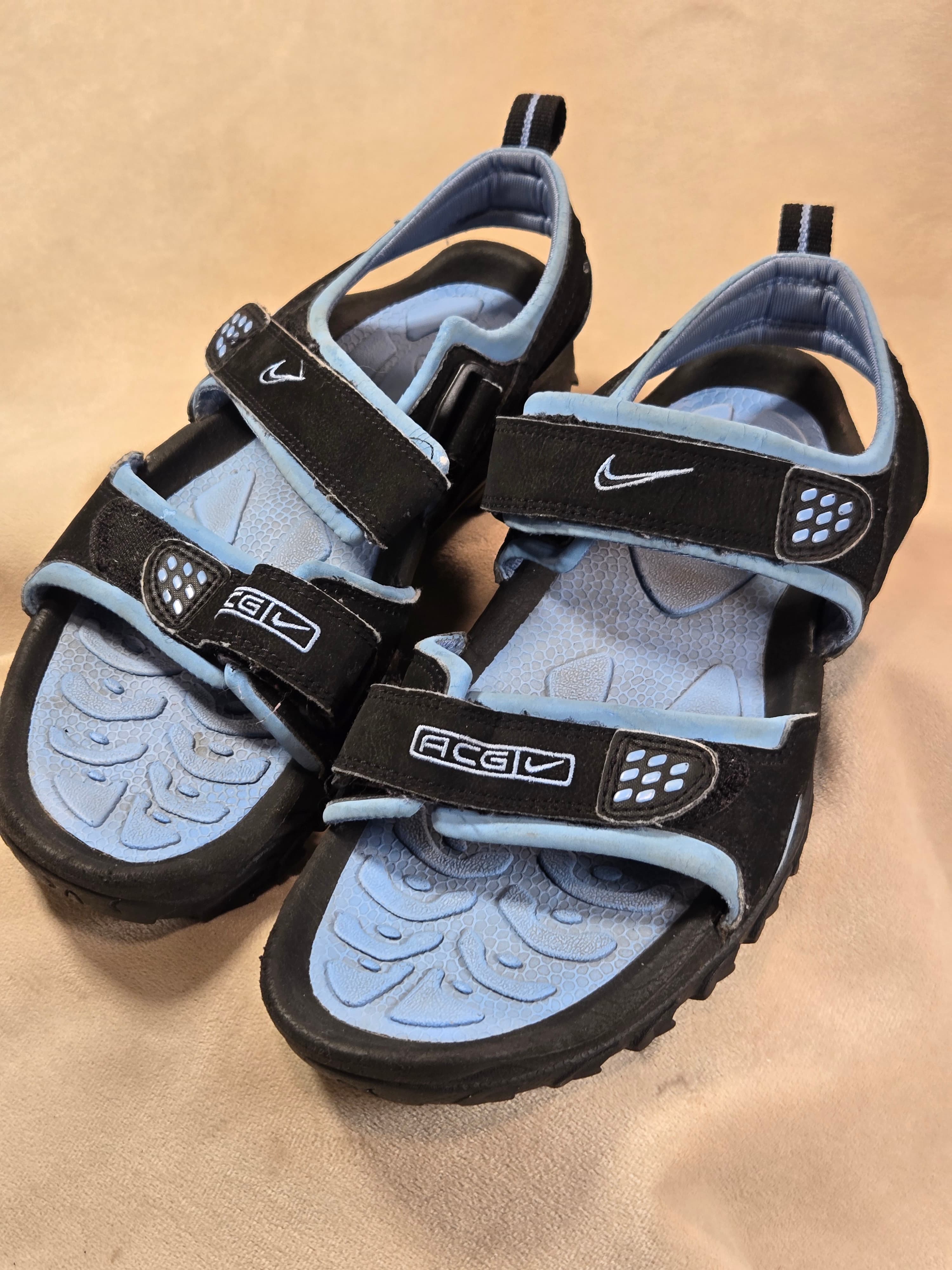 Nike ACG Air Deschutz Black Blue Adjustable Strap Sandals